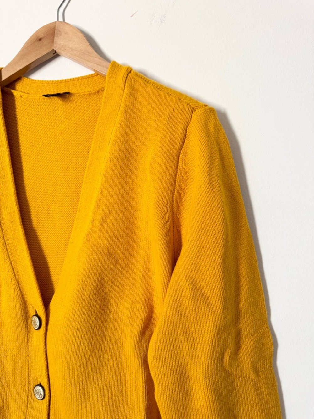Talbots Mustard Cardigan Button Front Pockets Size L - Picture 2 of 8
